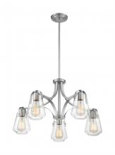  60/7115 - Skybridge - 5 Light Chandelier with Clear Glass - Brushed Nickel Finish