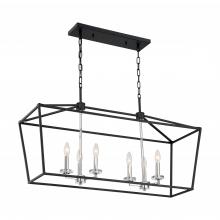  60/7146 - Storyteller - 6 Light Island Pendant with- Matte Black and Polished Nickel Accents Finish