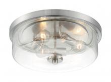  60/7169 - Sommerset - 3 Light Flush Mount with Clear Glass - Brushed Nickel Finish