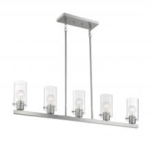  60/7176 - Sommerset - 5 Light Island Pendant with Clear Glass - Brushed Nickel Finish