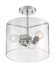  60/7178 - Sommerset - 3 Light Semi-Flush with Clear Glass - Brushed Nickel Finish