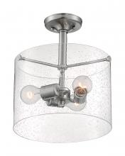  60/7188 - Bransel - 3 Light Semi-Flush with Seeded Glass - Brushed Nickel Finish
