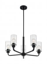  60/7275 - Sommerset - 5 Light Chandelier with Clear Glass - Matte Black Finish