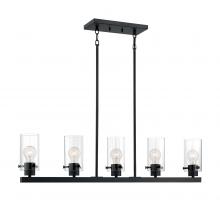  60/7276 - Sommerset - 5 Light Island Pendant with Clear Glass - Matte Black Finish
