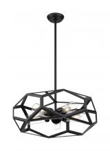  60/7304 - Zemi - 5 Light Chandelier with Clear Glass - Black Finish