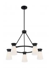  60/7315 - Caleta - 5 Light Chandelier with Cylindrical Glass - Black Finish