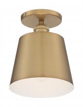  60/7321 - Motif - 1 Light Semi-Flush with- Brushed Brass and White Accents Finish