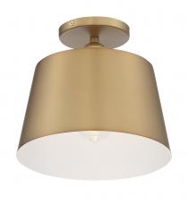  60/7322 - Motif - 1 Light Semi-Flush with White Accent - Brushed Brass and White Accents Finish