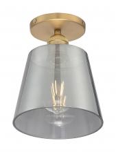  60/7323 - Motif - 1 Light Semi-Flush with Smoked Glass - Brushed Brass and Smoked Glass Finish