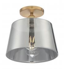  60/7324 - Motif - 1 Light Semi-Flush with Smoked Glass - Brushed Brass and Smoked Glass Finish
