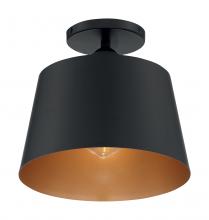  60/7332 - Motif - 1 Light Semi-Flush with- Black and Gold Accents Finish
