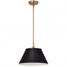  60/7411 - Dover; 1 Light; Medium Pendant; Black with Vintage Brass