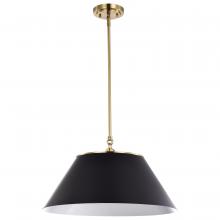  60/7414 - Dover; 3 Light; Large Pendant; Black with Vintage Brass