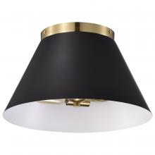  60/7417 - Dover; 3 Light; Small Flush Mount; Black with Vintage Brass