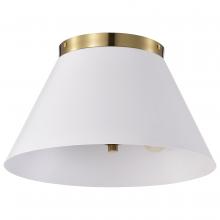  60/7418 - Dover; 3 Light; Small Flush Mount; White with Vintage Brass