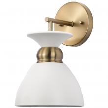 60/7459 - Perkins; 1 Light; Wall Sconce; Matte White with Burnished Brass