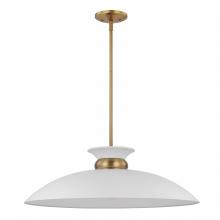  60/7465 - Perkins; 1 Light; Large Pendant; Matte White with Burnished Brass