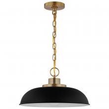  60/7481 - Colony; 1 Light; Small Pendant; Matte Black with Burnished Brass