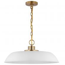  60/7483 - Colony; 1 Light; Medium Pendant; Matte White with Burnished Brass
