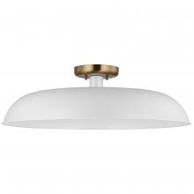  60/7496 - Colony; 1 Light; Large Semi-Flush Mount Fixture; Matte White with Burnished Brass