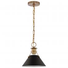  60/7521 - Outpost; 1 Light; Small Pendant; Matte Black with Burnished Brass