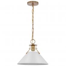  60/7524 - Outpost; 1 Light; Medium Pendant; Matte White with Burnished Brass
