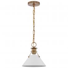 60/7526 - Outpost; 1 Light; Large Pendant; Matte White with Burnished Brass