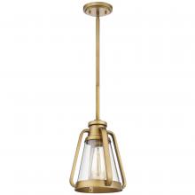  60/7561 - Everett; 1 Light; 7 Inch Mini Pendant; Natural Brass Finish with Clear Glass