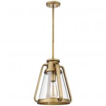  60/7562 - Everett; 1 Light 10 Inch Pendant; Natural Brass with Clear Glass