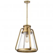  60/7564 - Everett; 1 Light 18 Inch Pendant; Natural Brass with Clear Glass