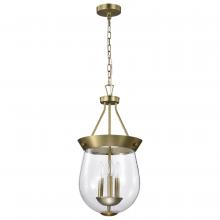  60/7801 - Boliver 3 Light Pendant; 11 Inches; Vintage Brass Finish; Clear Seeded Glass