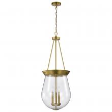  60/7804 - Boliver 3 Light Pendant; 14 Inches; Vintage Brass Finish; Clear Seeded Glass