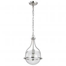  60/7816 - Amado 1 Light Pendant; 10 Inches; Polished Nickel Finish; Clear Glass