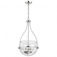  60/7819 - Amado 3 Light Pendant; 14 Inches; Polished Nickel Finish; Clear Glass