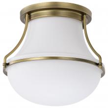  60/7860 - Valdora 1 Light Flush Mount; 10 Inches; Natural Brass Finish; White Opal Glass