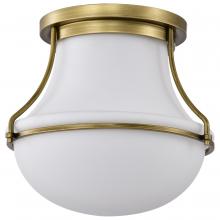  60/7861 - Valdora 1 Light Flush Mount; 14 Inches; Natural Brass Finish; White Opal Glass