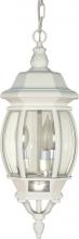  60/894 - Central Park - 3 Light 20" Hanging Lantern with Clear Beveled Glass - White Finish