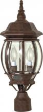  60/898 - Central Park - 3 Light 21" Post Lantern with Clear Beveled Glass - Old Bronze Finish