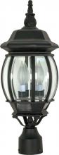  60/899 - Central Park - 3 Light 21" Post Lantern with Clear Beveled Glass - Textured Black Finish