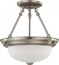  62/1116 - 2 Light - LED 11" Semi-Flush Fixture - Brushed Nickel Finish - Frosted Glass - Lamps Included