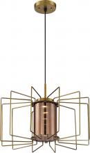  62/1352 - Wired - LED Pendant with Copper Glass - Vintage Brass Finish
