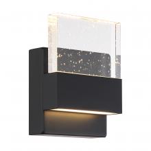  62/1511 - Ellusion - LED Small Wall Sconce - with Seeded Glass - Matte Black Finish