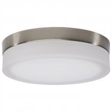  62/558 - Pi; 9 Inch LED Flush Mount; Brushed Nickel Finish; Frosted Etched Glass; CCT Selectable; 120 Volts