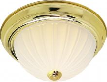  SF76/124 - 2 Light - 11" Flush with Frosted Melon Glass - Polished Brass Finish