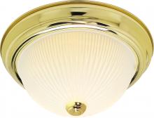  SF76/130 - 2 Light - 11" Flush with Frosted Ribbed - Polished Brass Finish