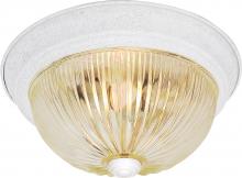  SF76/193 - 3 Light - 15" Flush with Clear Ribbed Glass - Textured White Finish