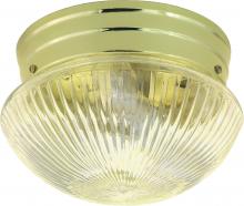  SF76/250 - 1 Light - 8" Flush with Clear Ribbed Glass - Polished Brass Finish