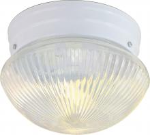 SF76/251 - 1 Light - 8" Flush with Clear Ribbed Glass - White Finish