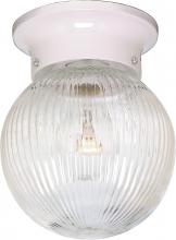  SF76/257 - 1 Light - 6" Flush with Clear Ribbed Glass - White Finish
