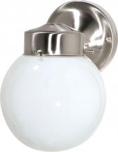  SF76/705 - 1 Light - 6" Outdoor Wall with White Glass - Brushed Nickel Finish